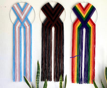 Load image into Gallery viewer, Pride Macramé Heart Weave Wall Hangings. Multiple Designs Available. FREE SHIPPING!!