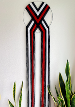 Load image into Gallery viewer, "Portland Basketball Fan" macramé heart weave wall hanging ❤️🖤🤍