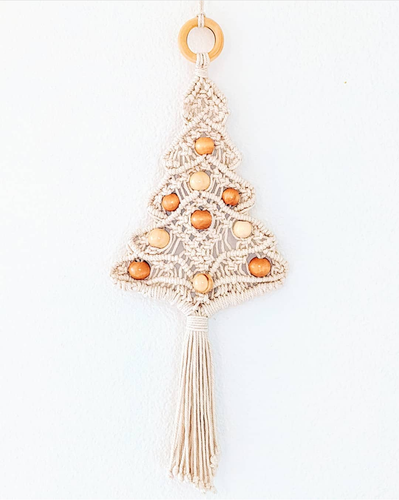 Beaded Macramé Holiday Tree Wall Hanging with FREE SHIPPING!